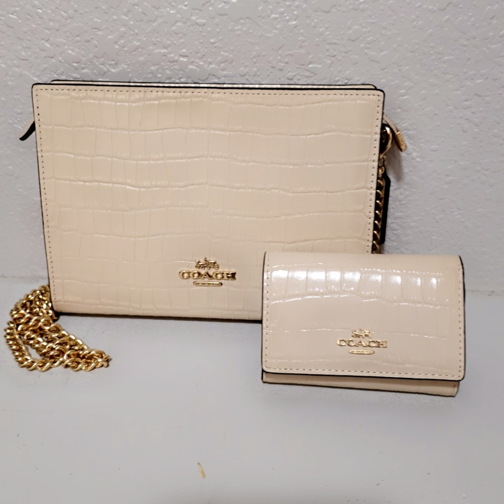 Coach Cream Crossbody Bag and Wallet Set